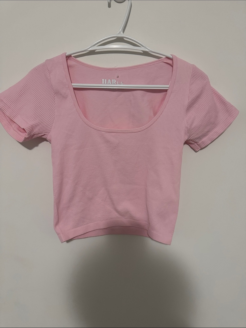 Harlow Light Pink Ribbed Scoop Crop Top